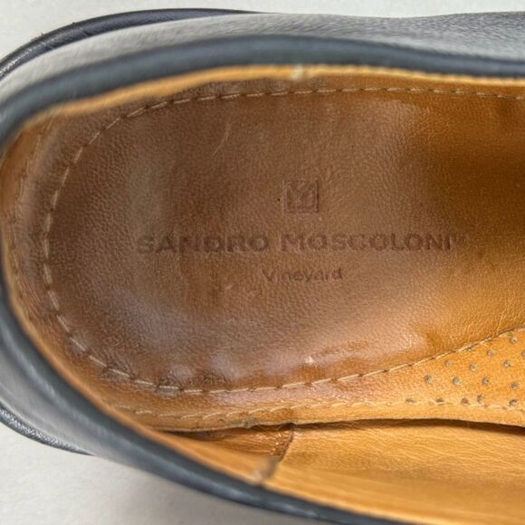 Sandro Moscoloni Vineyard Men\'s Black Leather Oxford Loafers Dress Shoes, 9